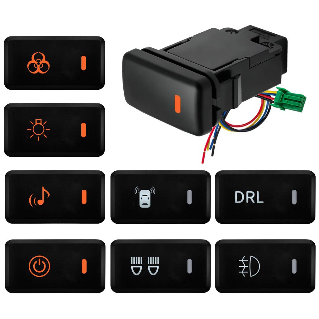 Universal Car Push Switch Button DRL Fog Light Power Fan Heating Radar Music for Toyota Land Cruiser LC100 4700 4500 LX470 Prado