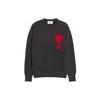 AMIPARIS FW22 Kærlighedshjerte Rød Etiket Logo Uld Rund Hals Sweater Unisex sweater Mørkegrå UKS002-018067