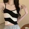 Korean Retro Cross Color Block Camisole Vest For Women Outer Wear With Chest Pad Integrated Base Layer Bandeau Design Sense