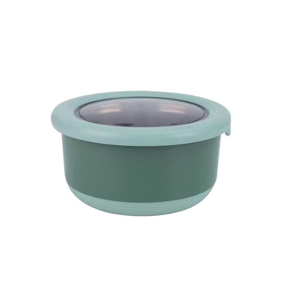 

with Lid Lunch Box Round Food Sealing Bowl Stainless Steel Fresh-keeping Box Refrigerator S зелёный