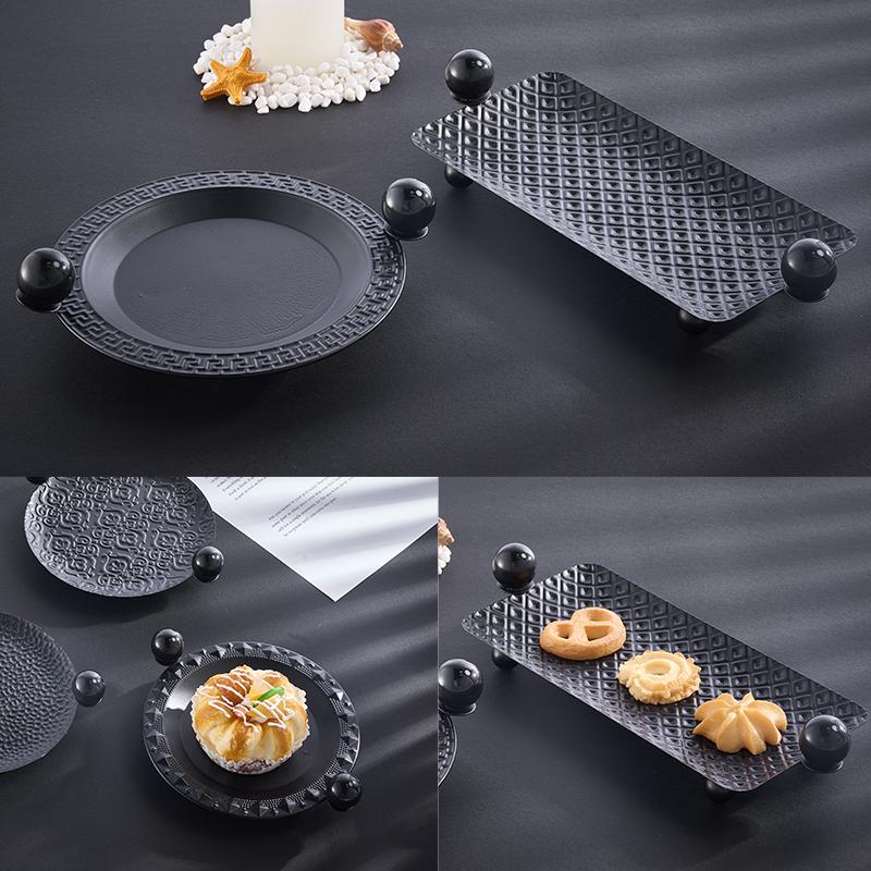 Black and White Square Round Tray
