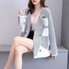 Women's Mink Fleece Coat Thickened Contrasting Faux Mink Fleece Knitted Cardigan Coat Plush Knitted Jacket