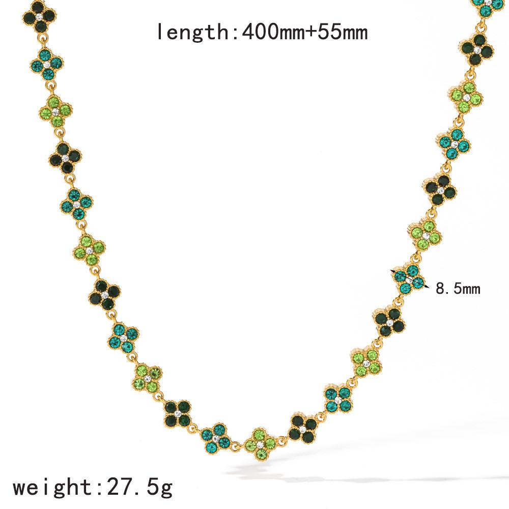 Four Leaf Clover Necklace And Bracelet Set With Zirconia And Stainless Steel For Elegant Casual Wear