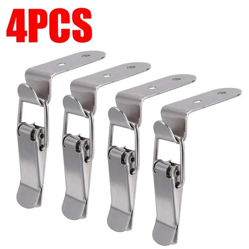 8/2PCS 90 Degree Duck-mouth Buckle Hook Lock Silver Metal Spring Hasp Latch Catch Clamps Wooden Box Loaded Draw Clasp Hardware 4
