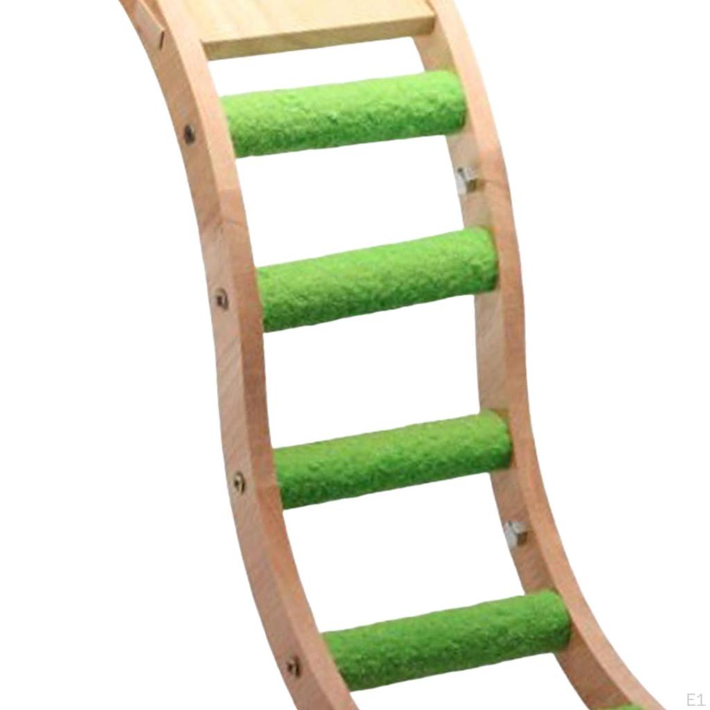 Bird Wooden Ladder Toy Pet Parrots Climbing Bridge Accessory Chewing for Parakeets,Conures,