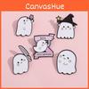 Adorable Cartoon Ghost Shaped Metal Brooch Cute Halloween Series Pin For All