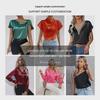 Top a maglia da donna in raso asimmetrico a maniche lunghe con design a spalla obliqua