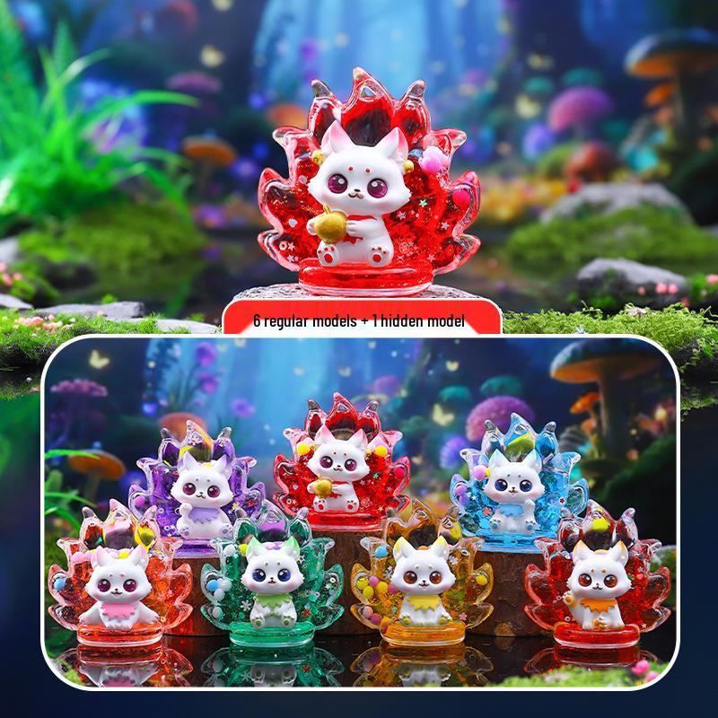 Qingqiu Nine-Tailed Fox Blind Box Figurine - Trendy New Year Gift & Desktop Decoration