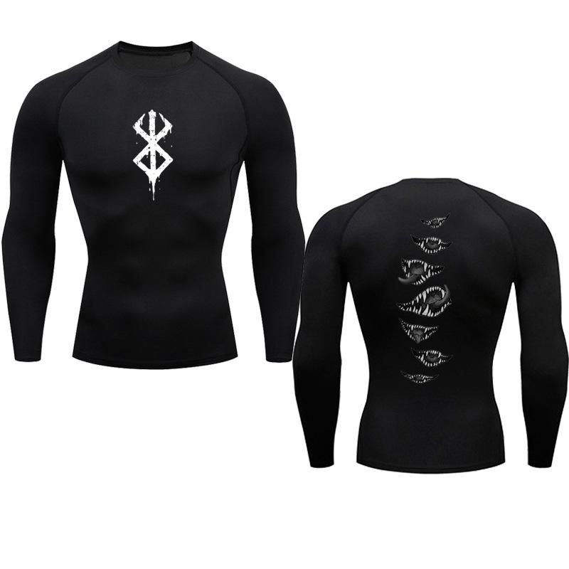 Berserker Courage Men's Compression Fitness T-Shirt - Quick-Dry, Tight Fit for Running & Gym