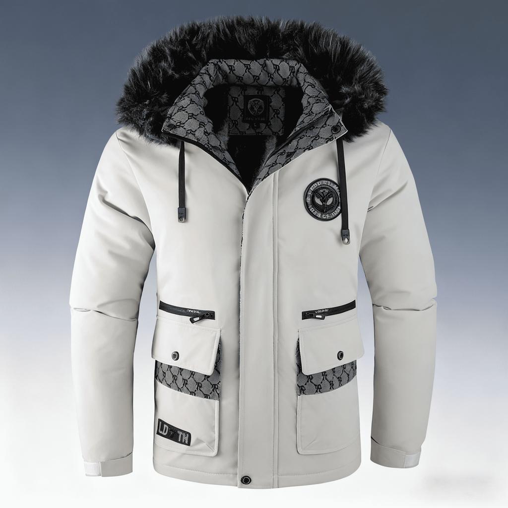 Men's Fall And Winter Casual Fashion Trend With The Hooded Cotton Jacket Windproof Padded Cold Pure Color Simple Cotton Clothing