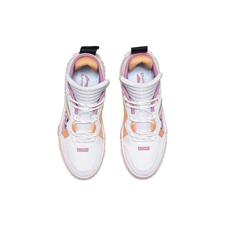 Li Ning 001 Unblock Slip Resistant, Abrasion Resistant, Lightweight Low Top Skateboard Shoes Women's White Purple AGCQ232-4