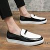 Men Casual Business Vulcanized Shoes European and American Casual Glossy Leather Shoes European Station Loafers Men Shoes