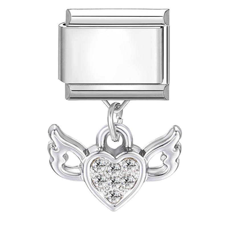 New Bow Crown Butterfly Heart Key Cherry Pendant Italian Charm Link Stainless Steel Fit 9MM Bracelet Women Men DIY Making Gifts