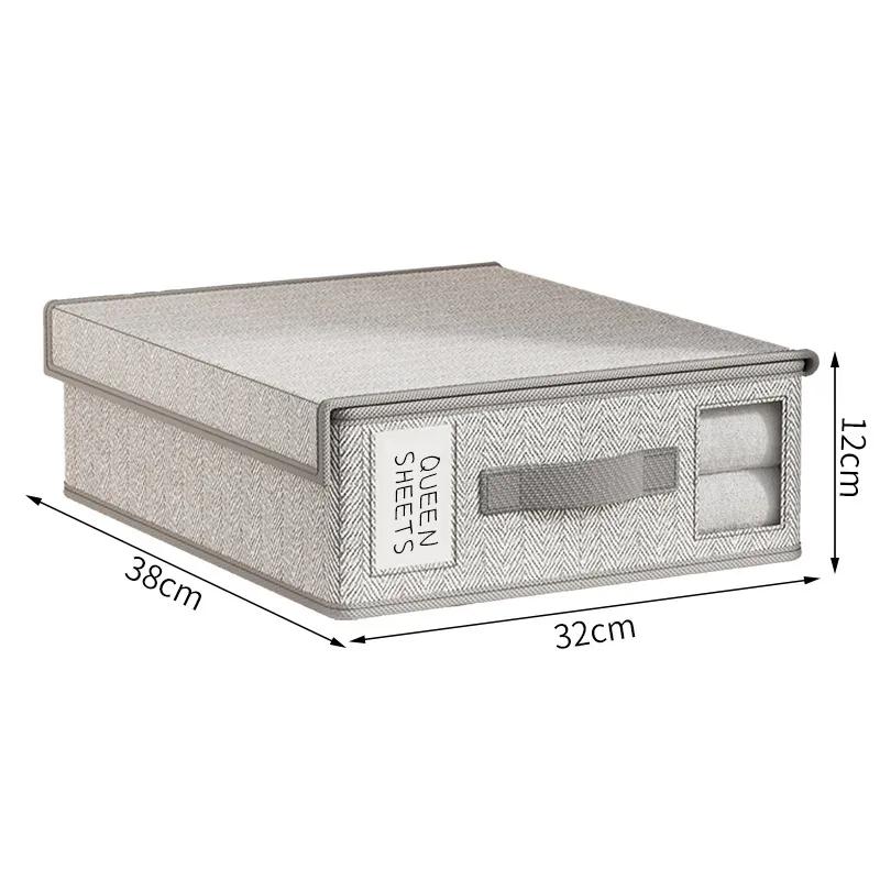 Sheet  Storage Box Organizer Thickened Fabric Folding Window Zipper Blanket Organizer Wardrobe Bed Clothes Storage with Lid