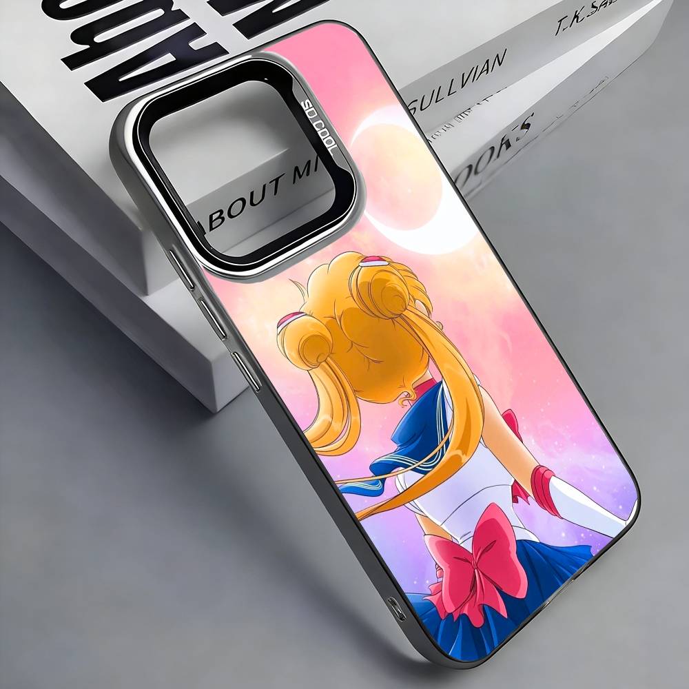 Coque de téléphone colorée Argentée au dos S-Sailor M-Moons Pour IPhone 17 16 15 14 13 12 11 Plus Pro Max Plus