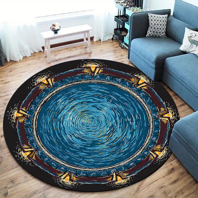 Alfombra Redonda para Zona de Cruce de Vórtice, Alfombra para Sala de Estar, Dormitorio, Sofá, Sala de Juegos, Decoración, Felpudo Antideslizante