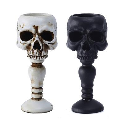 Pillar Candlestick Holder Skull Tealight Holder Candlestick Table Decor Ornament Halloween Horror Candlestick Decoration