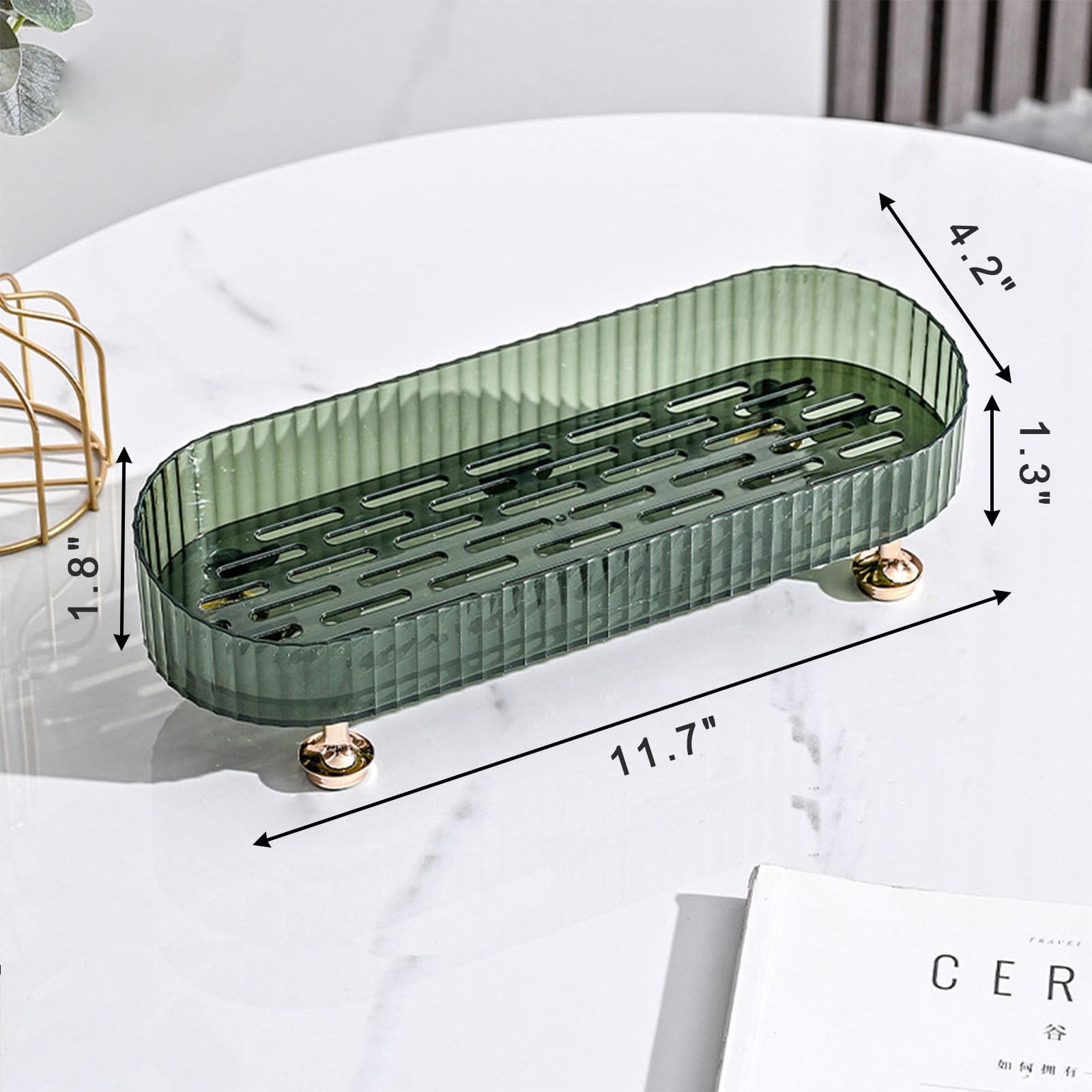 

Прозрачный настольный ящик для хранения, поднос для органайзера для парфюмерии, небольшие подносы для ванной комнаты для прилавка, декоративные подносы для парфюмерии для комода,