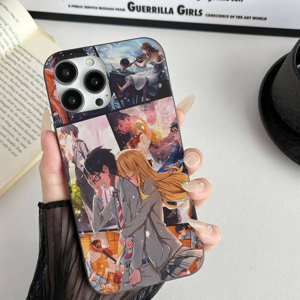 Amine Y-Your Lie In Aprils Soft Corrugated Transparent Phone Case For iPhone 17 15 16 11 12 13 14 Pro Max Plus Pro