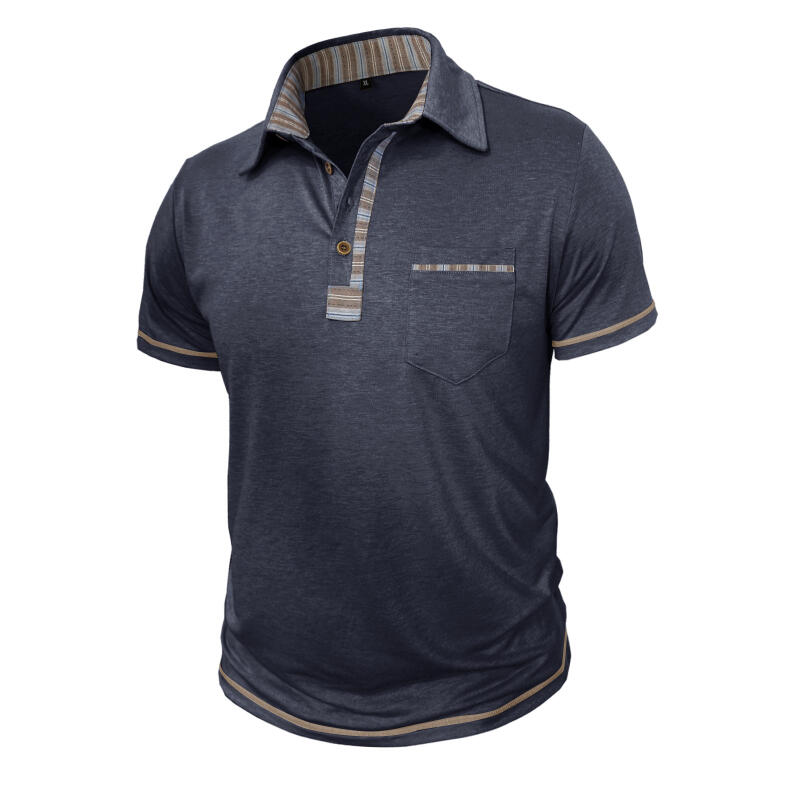 Men's Short Sleeve Polo Shirt Solid Color Casual Tops Breathable Business T-Shirt for Summer