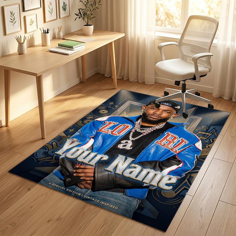 Personalized Crystal Velvet Carpet,Kendrick Lamar Custom Printed Name, Plush Area Rug For Home Indoor Decor
