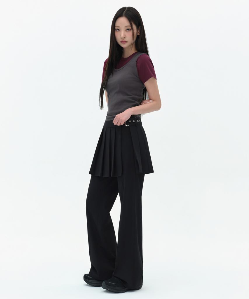 MUSINSA STANDARD WOMAN Women'S Detachable Pleated Mini Skirt Slacks [Black]