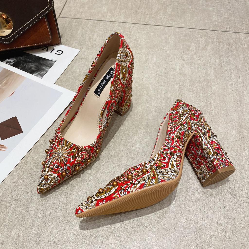 Red Wedding Shoes Women 'S New Thick Heel Xiuhe Shoes Chinese Toast Bridal Shoes Wedding Shoes Winter High Heels 76 -