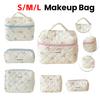 Cute Bow Travel Makeup Pouch with Zipper Toiletry Bag Cotton Quilted Makeup Organizer Storage Bag for Women and Girls