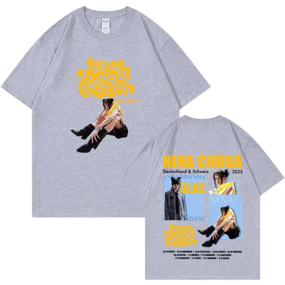 Nina Chuba Trendy Graphic T Shirt 2025 New Mens Women Oversized Aesthetic Cotton Y2K Short Sleeve Summer Print Loose Tees Unisex
