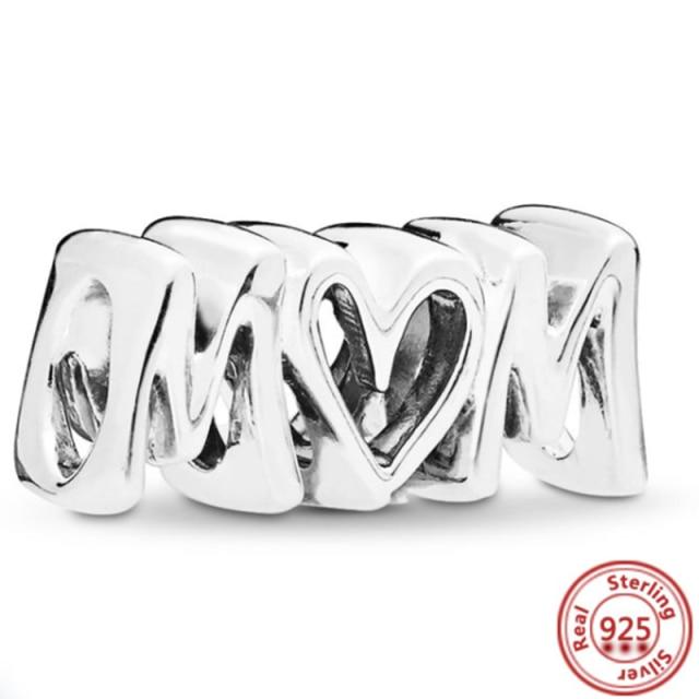 925 Silver Love Collection Beaded Pendant Charm Accessory Bracelet Women 'S Diy Jewelry