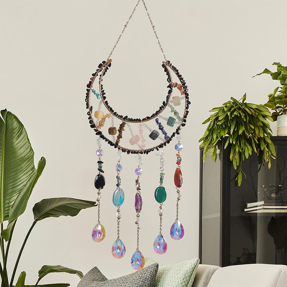 Crystal pendant natural gravel sun catcher light catcher garden decoration pendant wind chime handicraft ornament agate