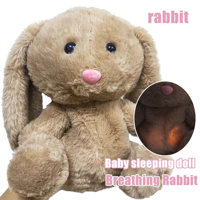 Breathing Rabbit Toy Baby Soothing Koala Plush Doll Baby Kids Soothing Music Baby Sleeping Companion Sound and Light Doll Toys