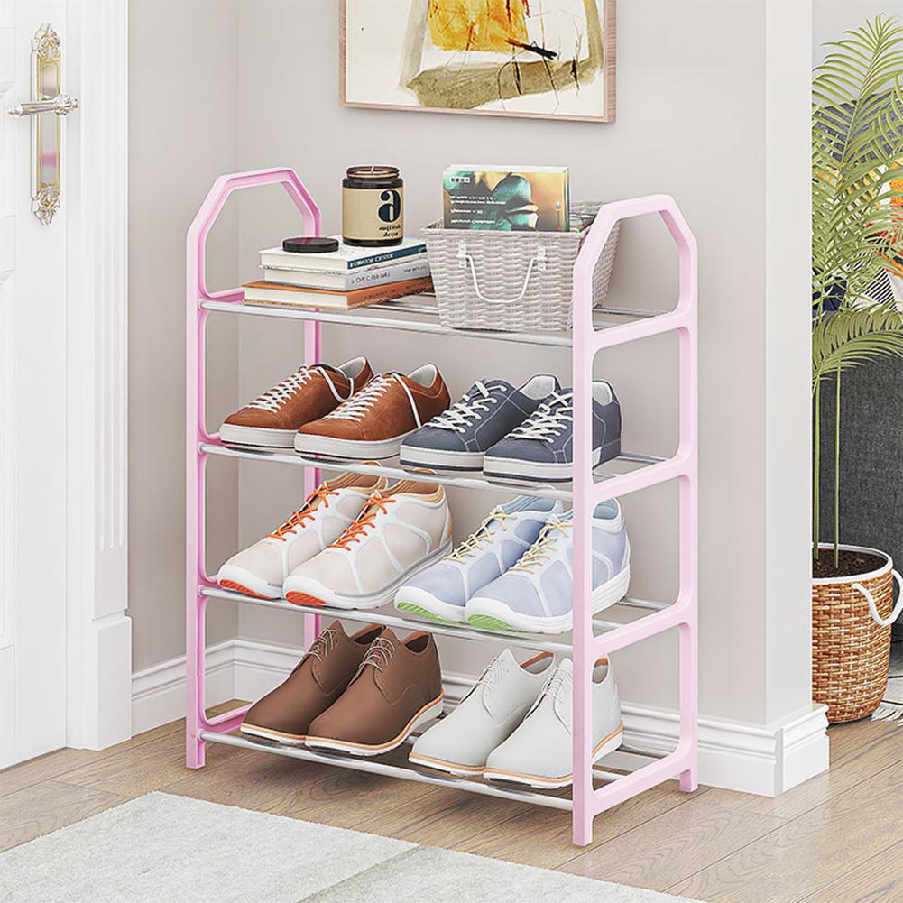 4-layer Metal Shoe Rack Black Easy Assembly Large Capacity Shoe Rack