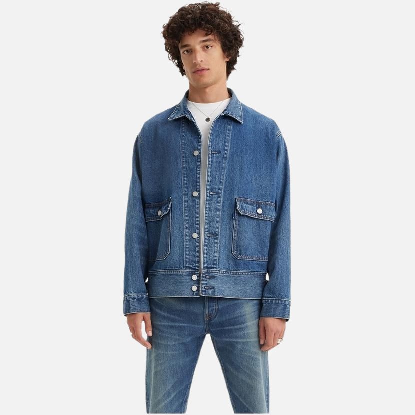 Levis Loose Fit Button-Up Long Sleeve Denim Jacket Men Jackets Washed-Blue A7150-0004