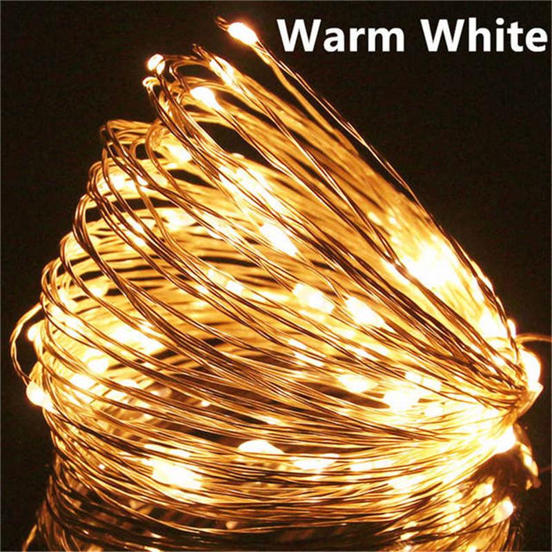 

20meter USB Led Fairy Lights Copper Wire String 200LED Holiday Outdoor Lamp Garland For Christmas Tree Wedding Party Decoration 1 meter теплим білим кольором