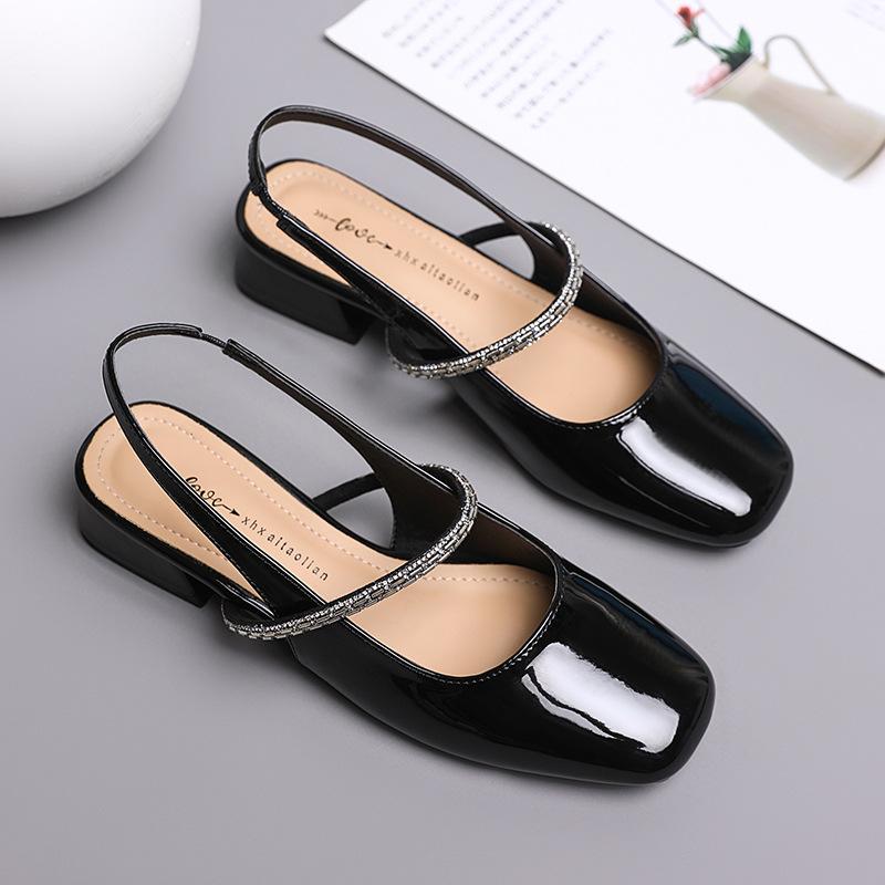 

Женские босоножки на толстом каблуке с открытым носком, закрытый квадратный нос, туфли-лодочки для свадебного платья, летние туфли-лодочки Мэри Джейн с пряжкой на ремешке для женщин 39