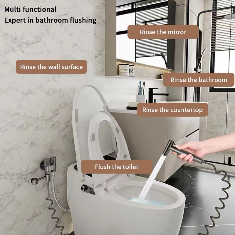 Handheld Bidet Sprayer 1-in-2-out Dual Control Valve For Toilet Extra Long Hose High Pressure Bathroom Spray Gun Kit For Bidet