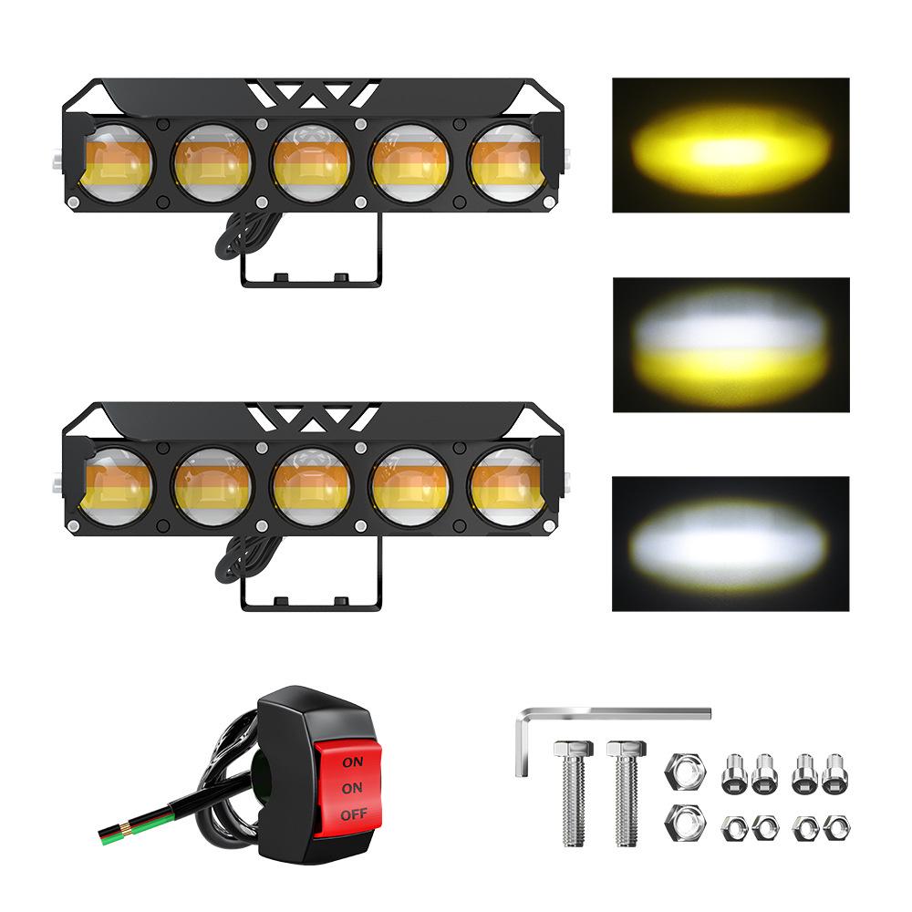 Five-Eye LED Motorcycle Headlight with Demon Eye and Auxiliary Lights