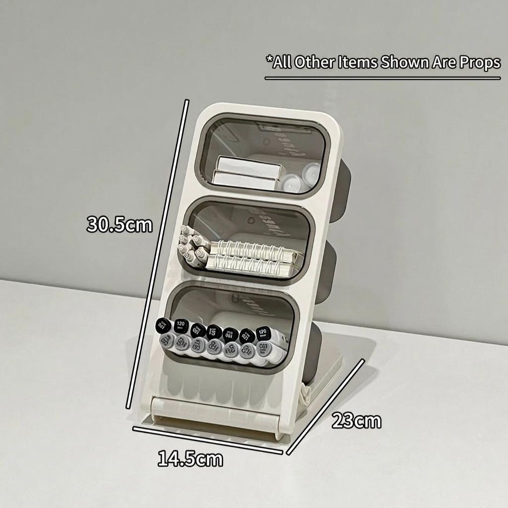 

3-Grid Slant Insert Plastic Pen Holder Large Capacity Desktop Organizer for Office School Stationery Marker Storage