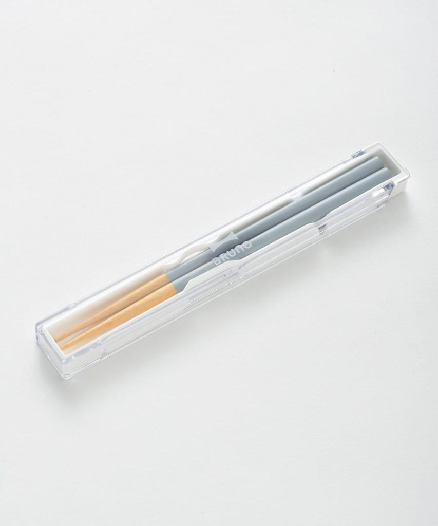BRUNO Wakasa Lacquer Lunch Chopsticks with Case, Wooden Chopstick Case Set, Dishwasher Safe, Ivory, No Sizes Available, RBHK015-IV