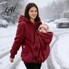 Weicher Damen Hoodie Haustier Tasche Reißverschluss für Damen Katze Hund Trage Tasche Mit Kapuze Lässiges Sweatshirt Winter Warm Fleece Langarm Jacke