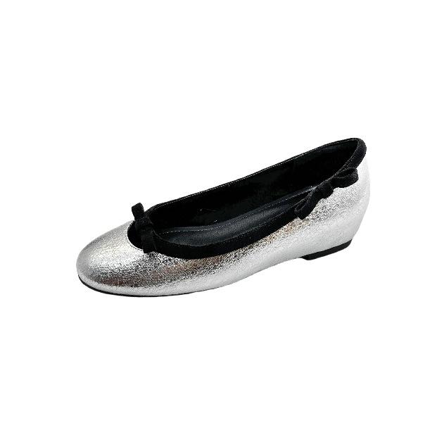 Sheepskin version~ Height increase 5cm bow burst pattern soft sole Mary Jane shoes New French micro-open-toe shallow mouth single shoes