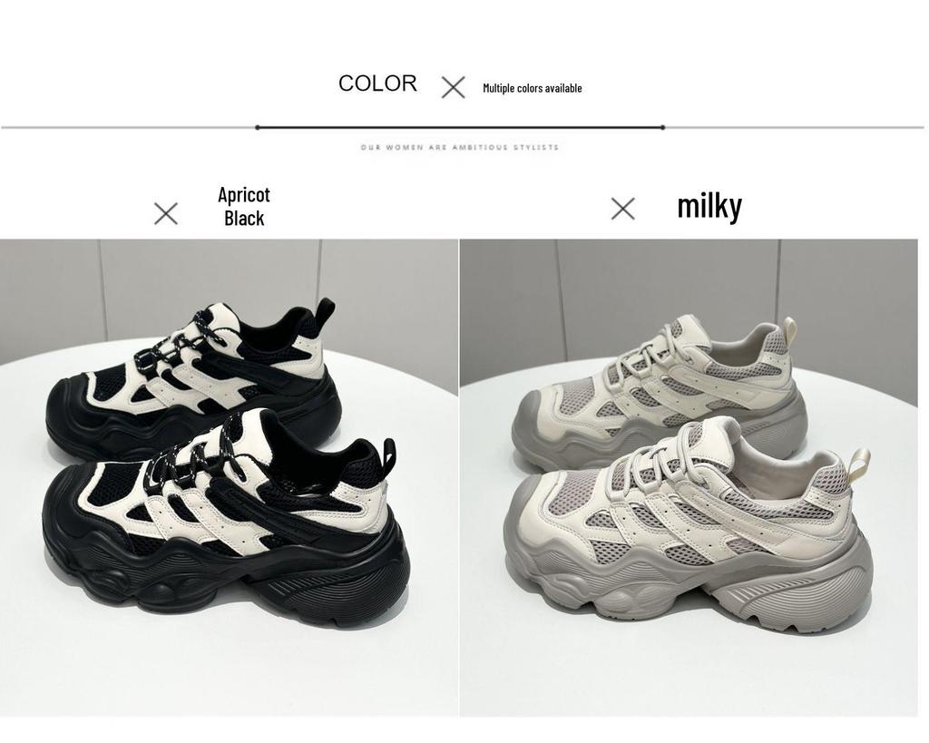 Korean Street-Style Trendy Dad Shoes: 2025 Spring Breathable Versatile Net Red Hiking & Casual Sports Shoes for Women