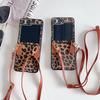 Retro Personalized Leopard Print Mobile Phone Case for Huawei P50 Folding Screen for Samsung Zflip6 Flip XLIP Crossbody Cord