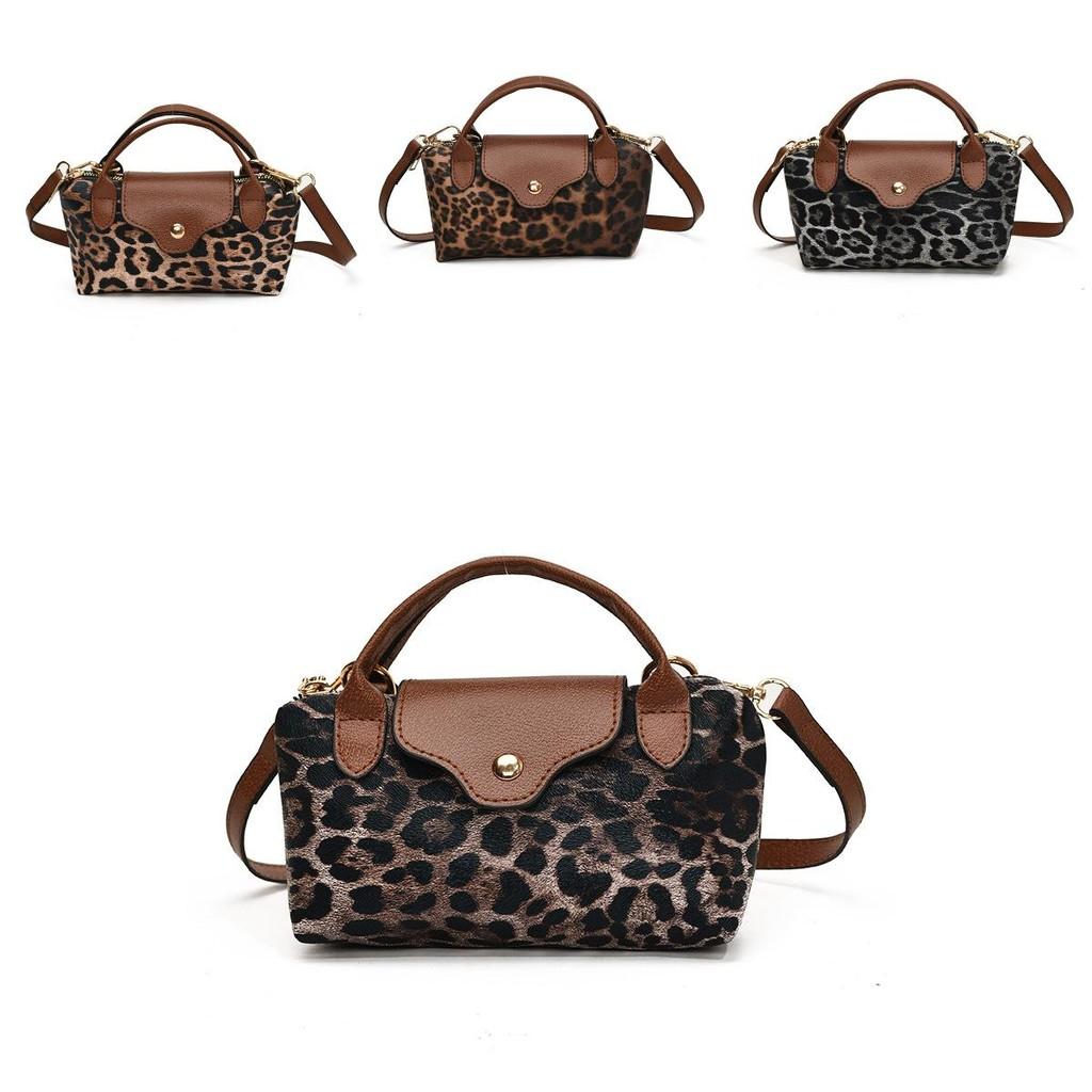 Trendy Plush Leopard Print Handbag For Women Stylish Mini Square Bag With Cozy Design