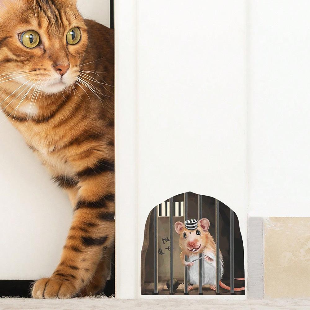 Cute Cartoon Mouse Hole Stickers for Bedroom Living Room and Home Beautification and Decoration Walls At Will