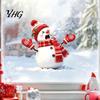 Seasonal Home Window Ornaments Christmas Snowman Static Cling, Funny Sticker, Reusable Removable Wall Decals Xmas Glass Decal for Shop Holiday