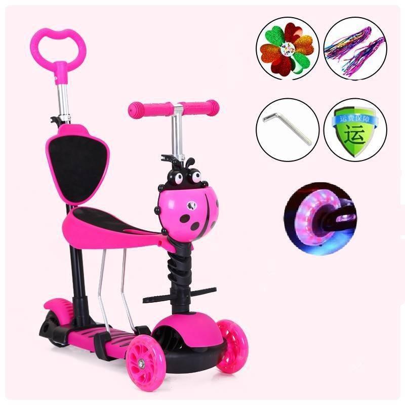Милый дизайн божьей коровки, детский самокат с сиденьем и функцией скольжения, розовый розовый