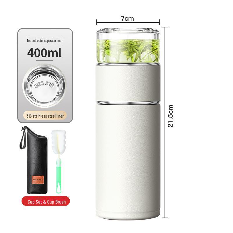 "Portable 316 Stainless Steel Tea Separator Thermos Cup - Unisex Design, Ideal for Tea Brewing and Gifting."