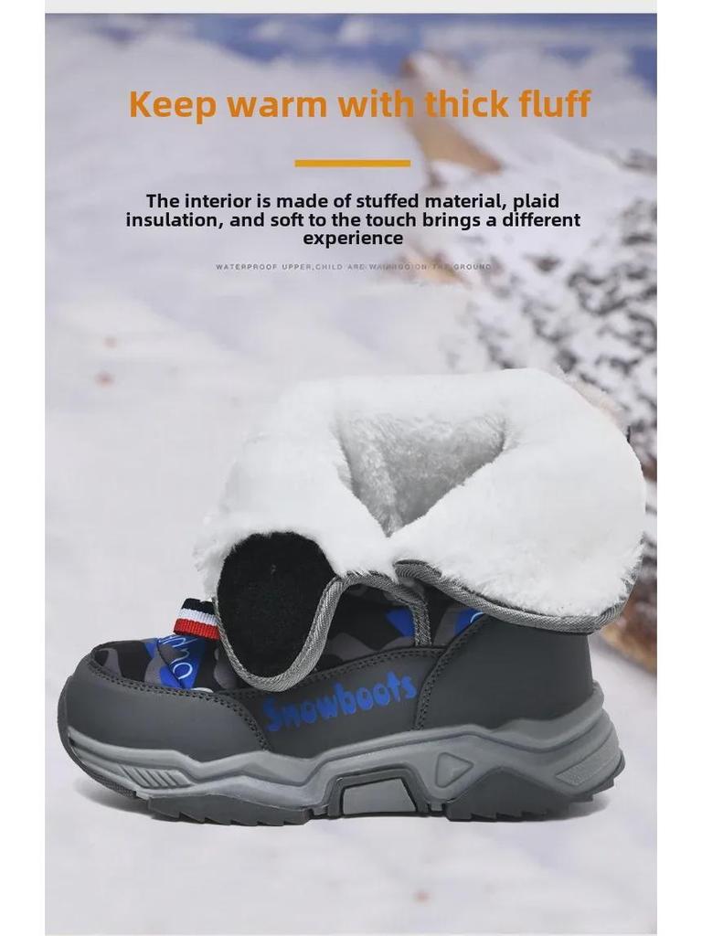 2024 Waterproof Winter Snow Boots for Kids: Boys' & Girls' Cotton Lined Footwear